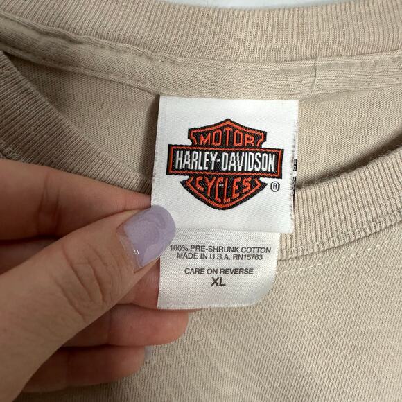 Harley Davidson Men's Tan Killer Creek Roswell Georgia Graphic T-Shirt Size XL - Picture 2 of 6